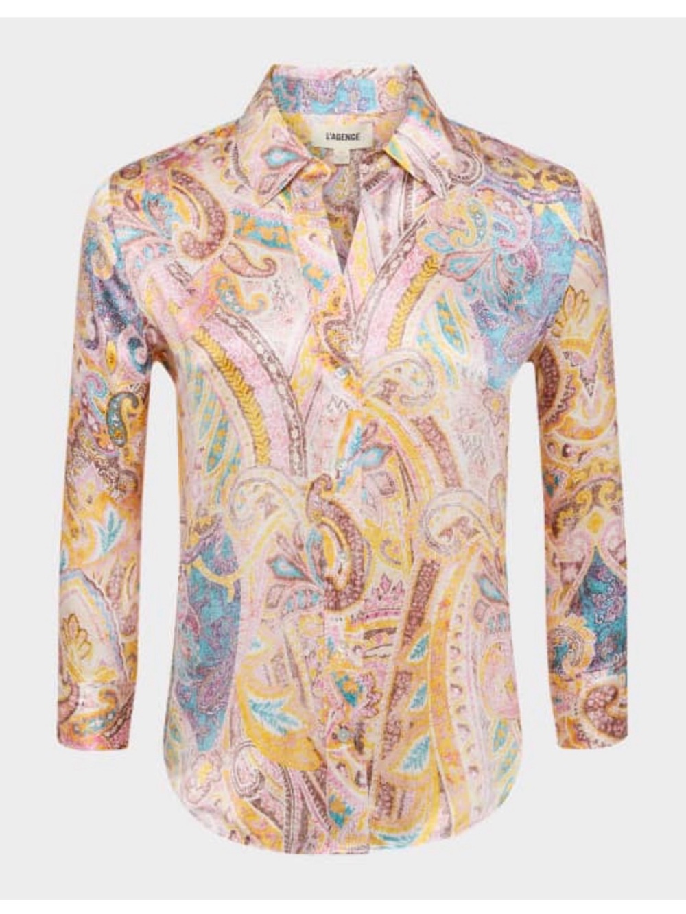 L'AGENCE Men's Paisley Button-Down Shirt - Pink, Yellow, Blue